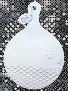 Willow Brand White Porcelane Charcuterie Board with Honeycomb Design